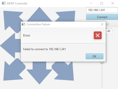 MERP Desktop Controller Failed Connection